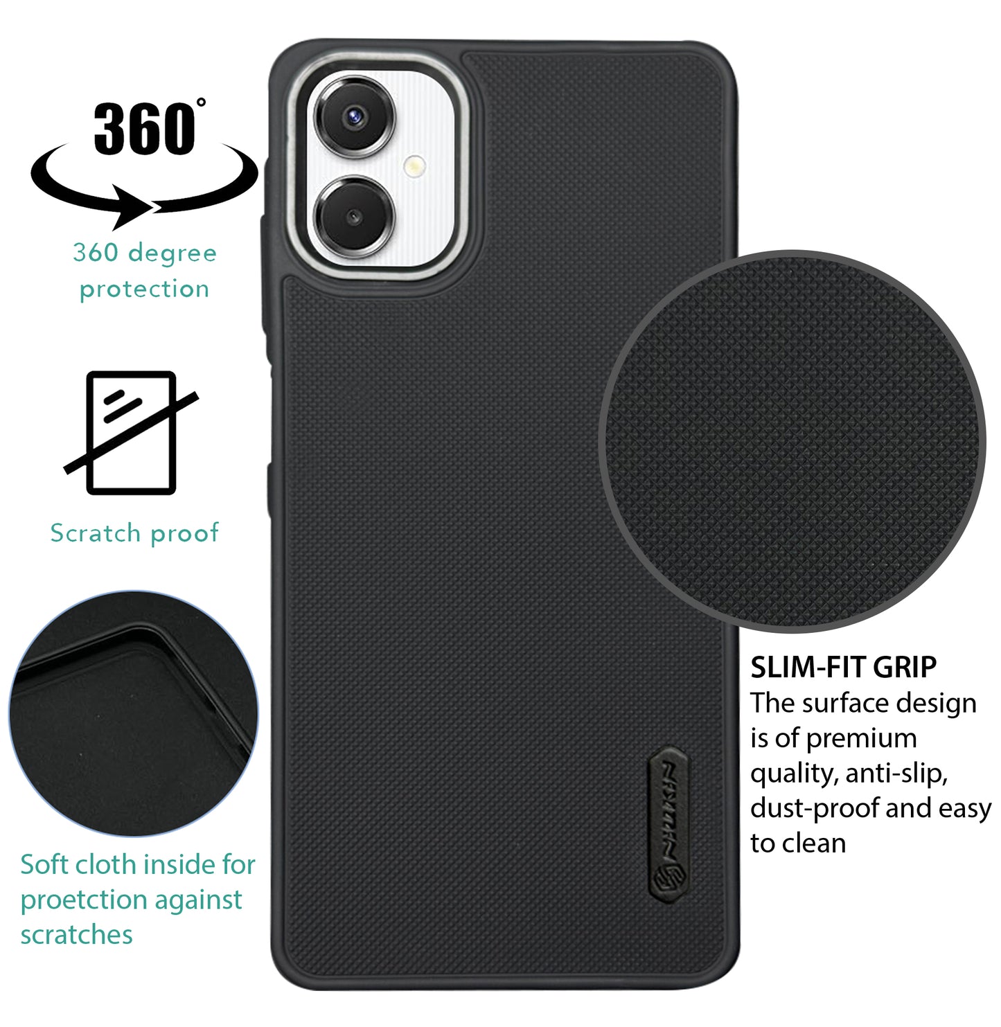NIUKIN Super Frosted Dotted Case with Camera Ring for Samsung A06 5G