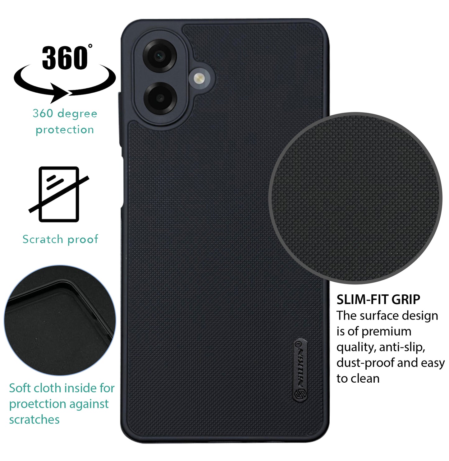 NIUKIN Super Frosted Dotted Case for Samsung A07 4G