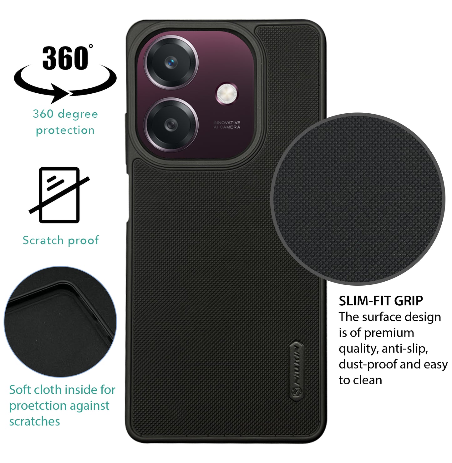 NIUKIN Super Frosted Dotted Case for Oppo A3x