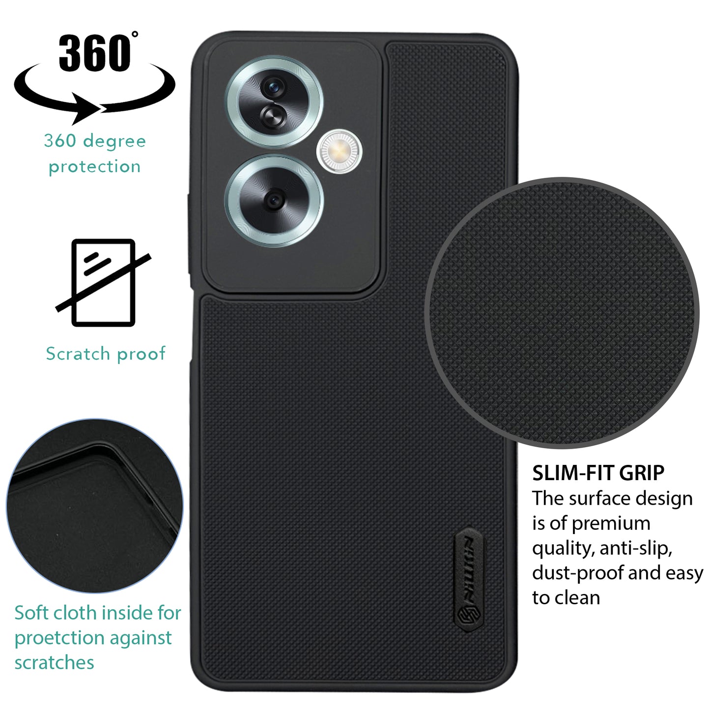 NIUKIN Super Frosted Dotted Case for Oppo A79 5G