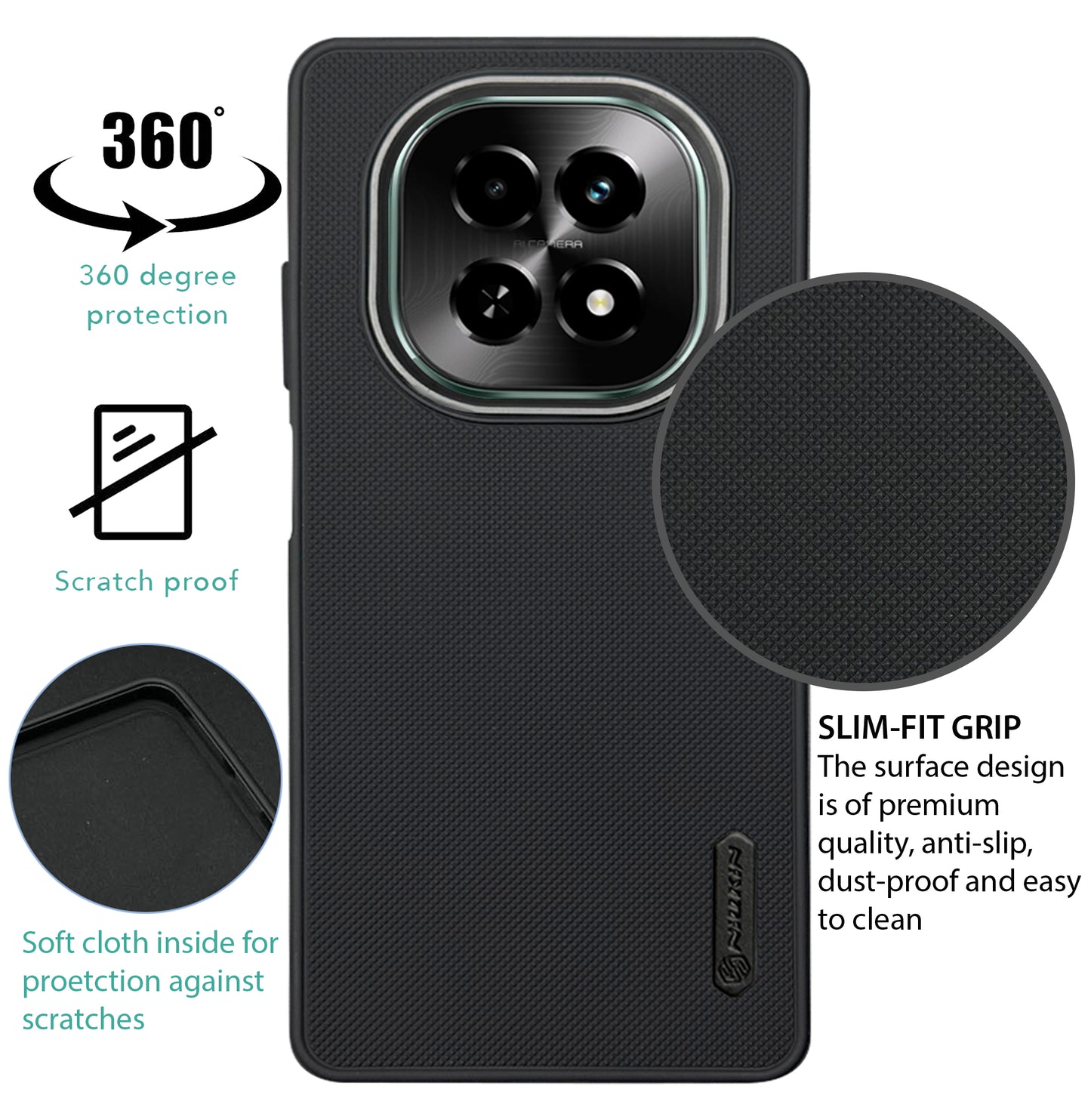 NIUKIN Super Frosted Dotted Case with Camera Ring for Realme C63