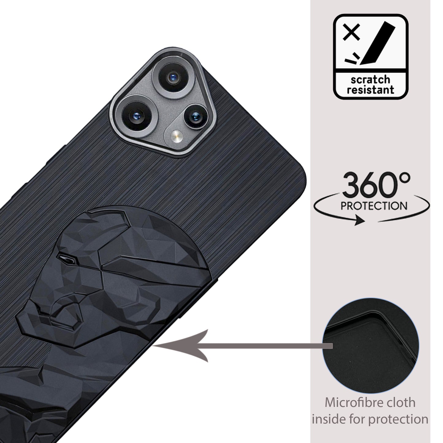 IR Superhero Side Face Prism Case with Metallic Camera Ring for CMF by Nothing Phone 2 Pro
