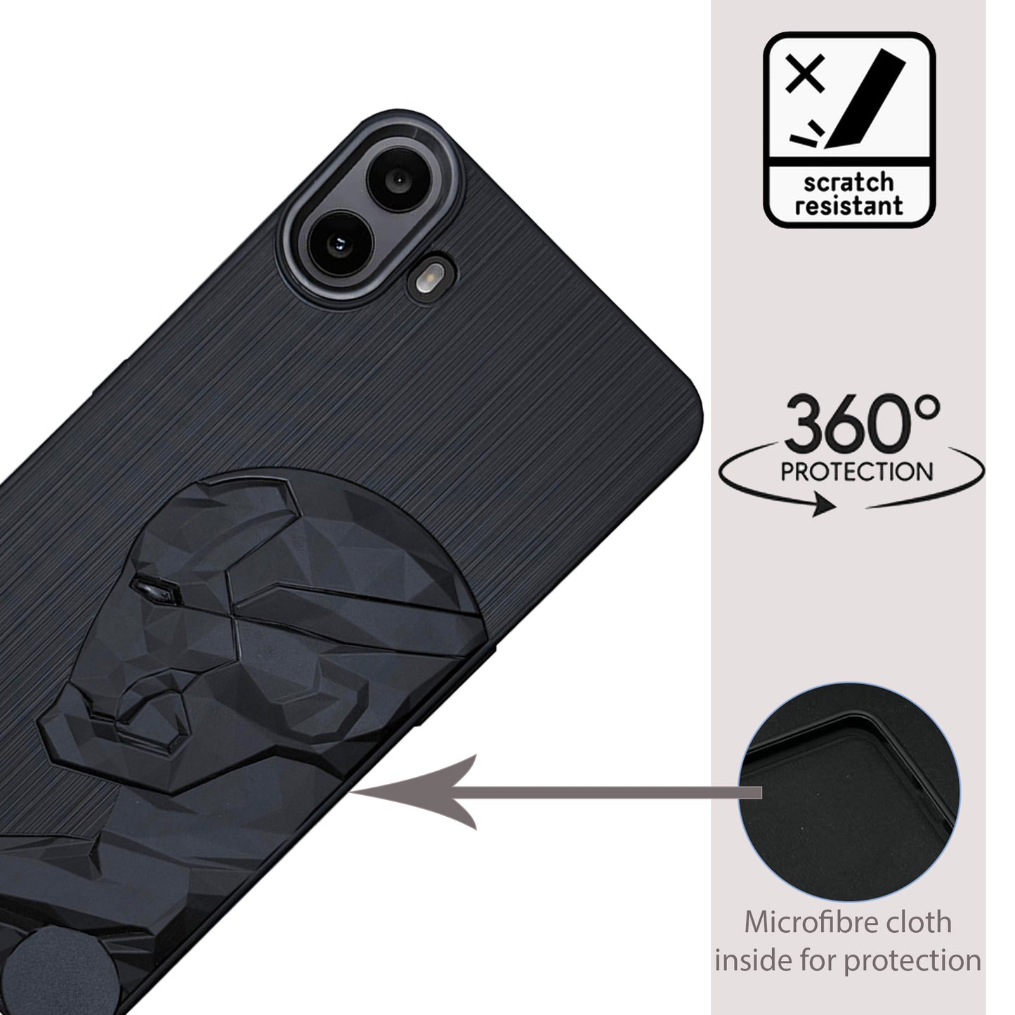 IR Superhero Side Face Prism Case with Metallic Camera Ring for CMF by Nothing Phone 1