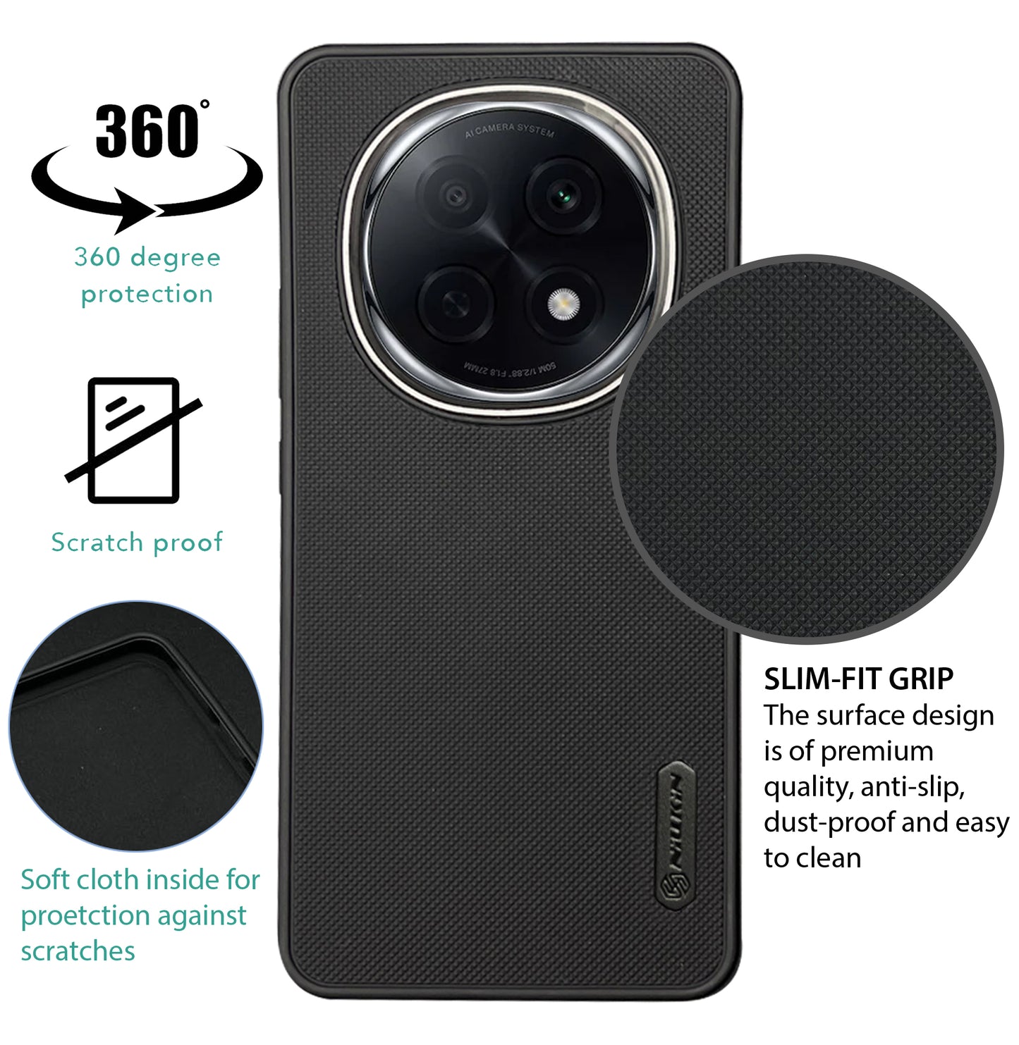 NIUKIN Super Frosted Dotted Case with Camera Ring for Oppo F29 Pro