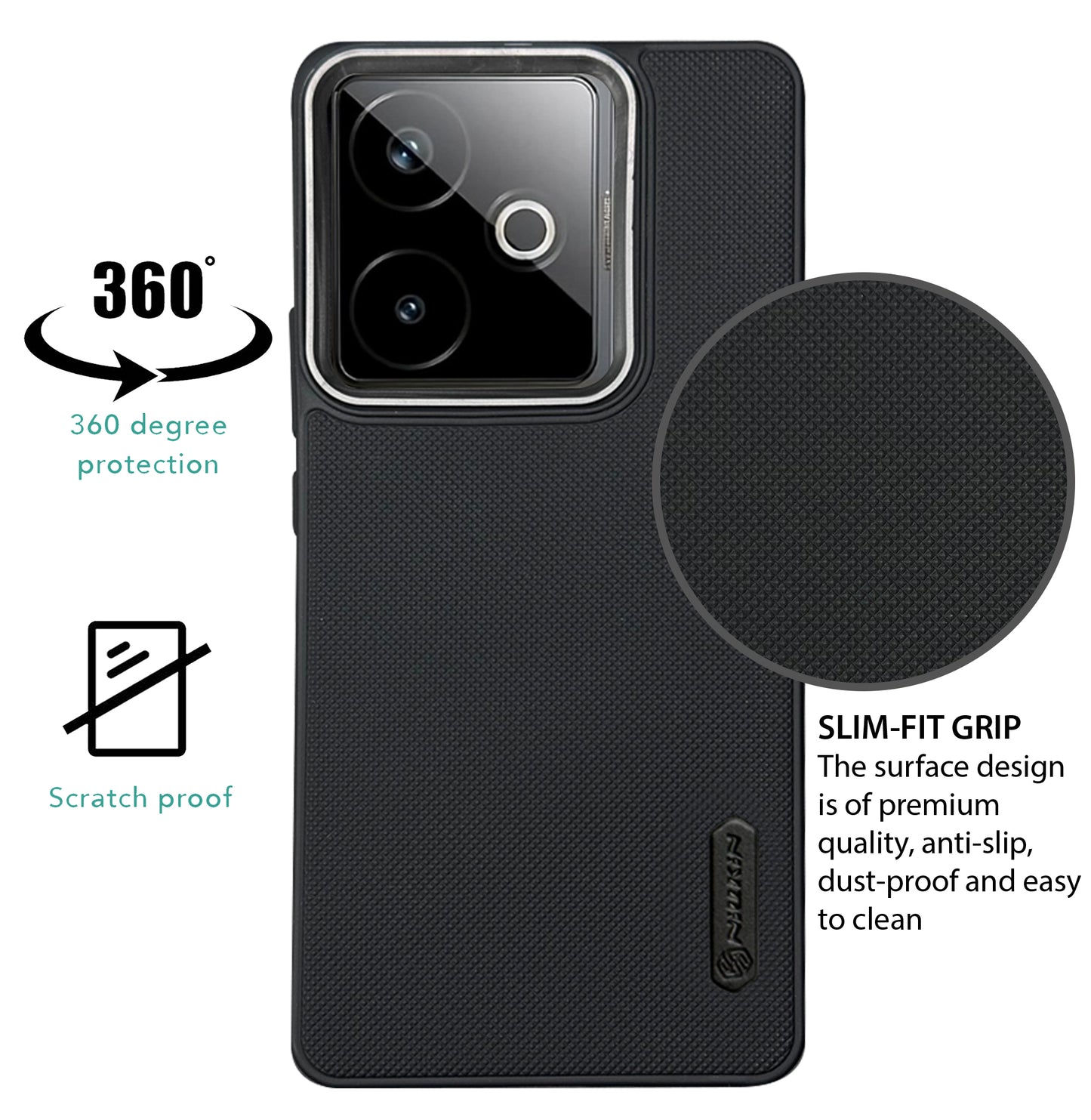 NIUKIN Super Frosted Dotted Case with Camera Ring for Realme GT 7