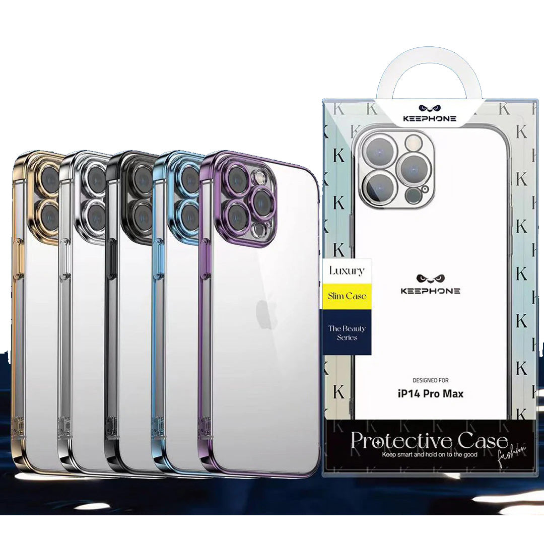 Keephone Slim Transparent Cases with Chrome Border for iPhone 14