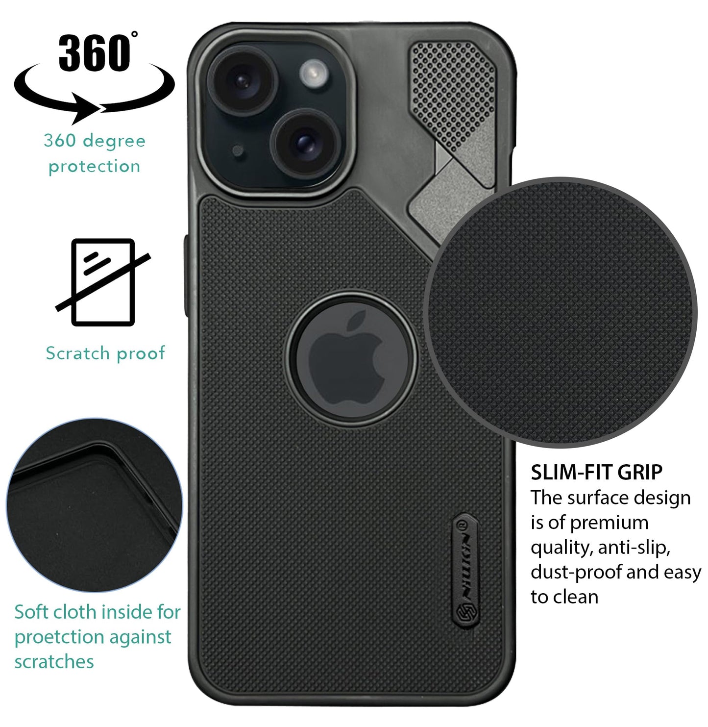 NIUKIN Fancy Super Frosted Dotted Case with Camera Ring for iPhone 13