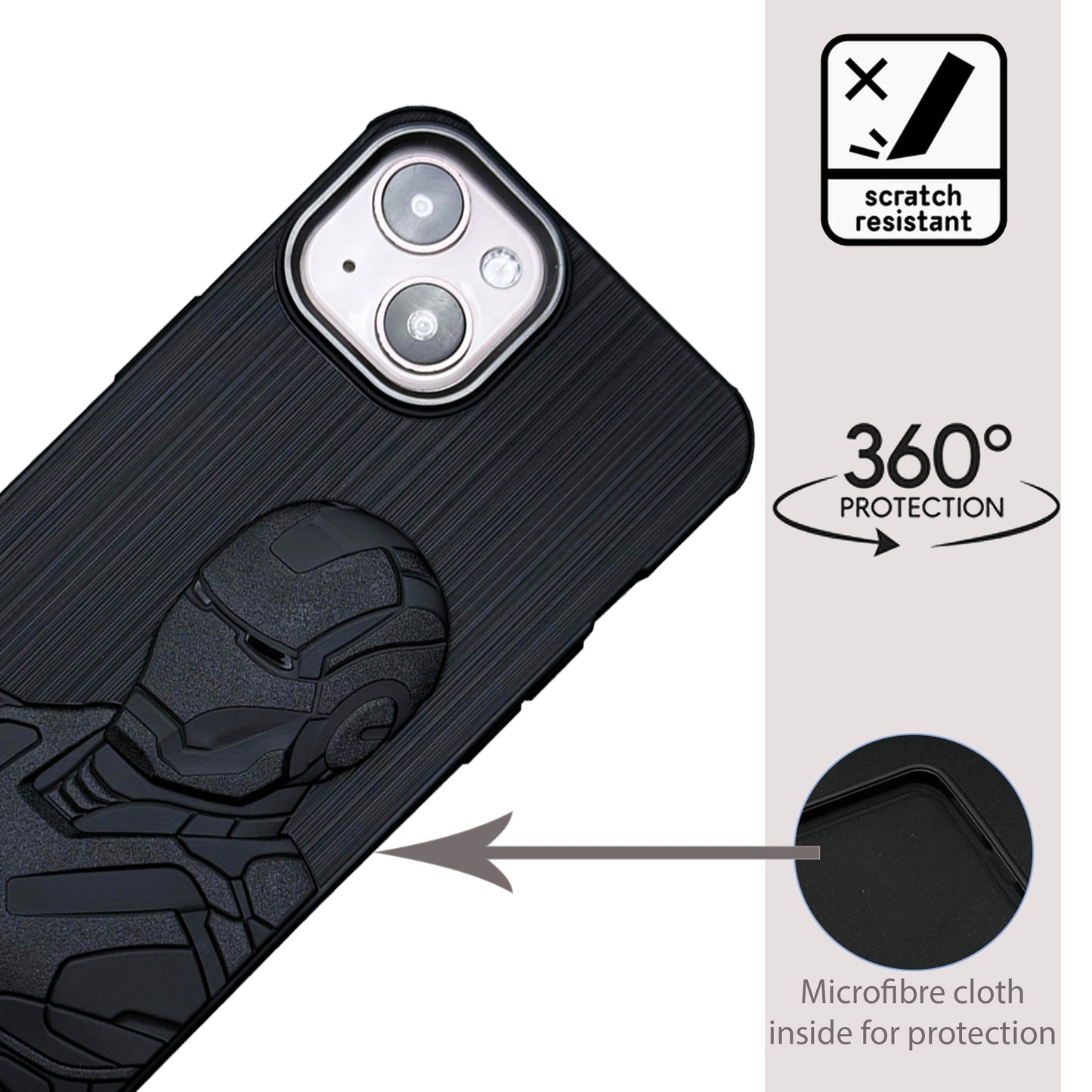 IR Superhero Armor Case with Metallic Camera Ring for iPhone 13