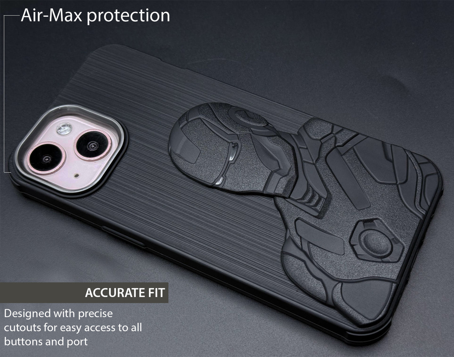 IR Superhero Armor Case with Metallic Camera Ring for iPhone 13
