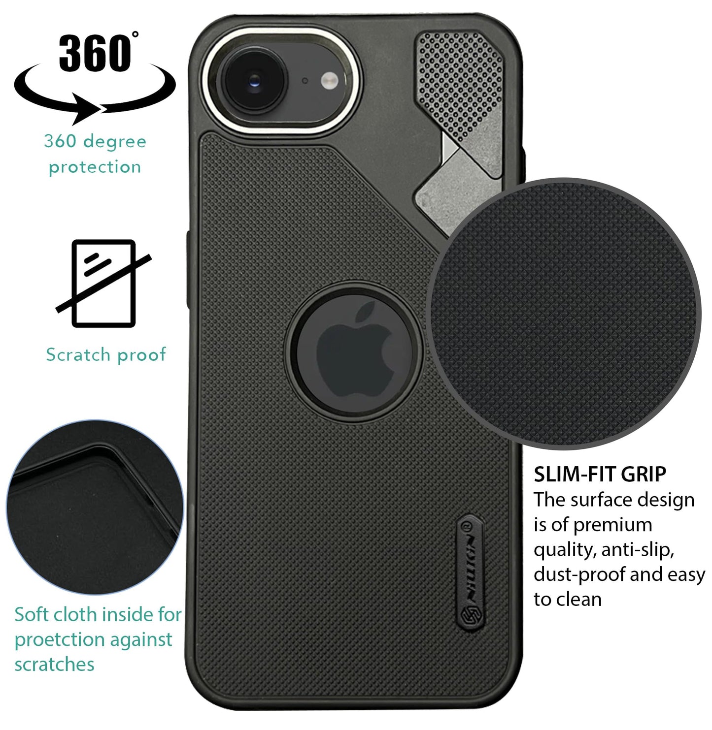 NIUKIN Fancy Super Frosted Dotted Case with Camera Ring for iPhone 17e