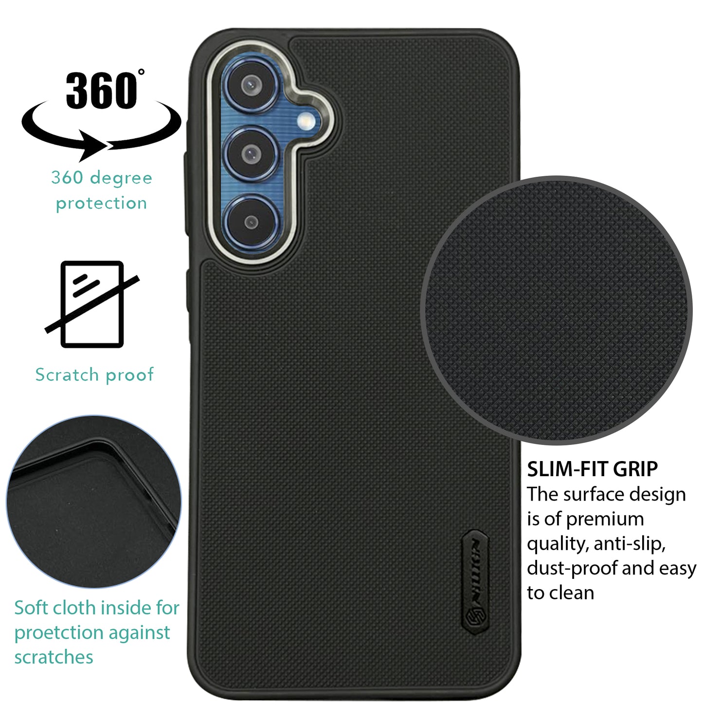 NIUKIN Super Frosted Dotted Case with Camera Ring for Samsung M35
