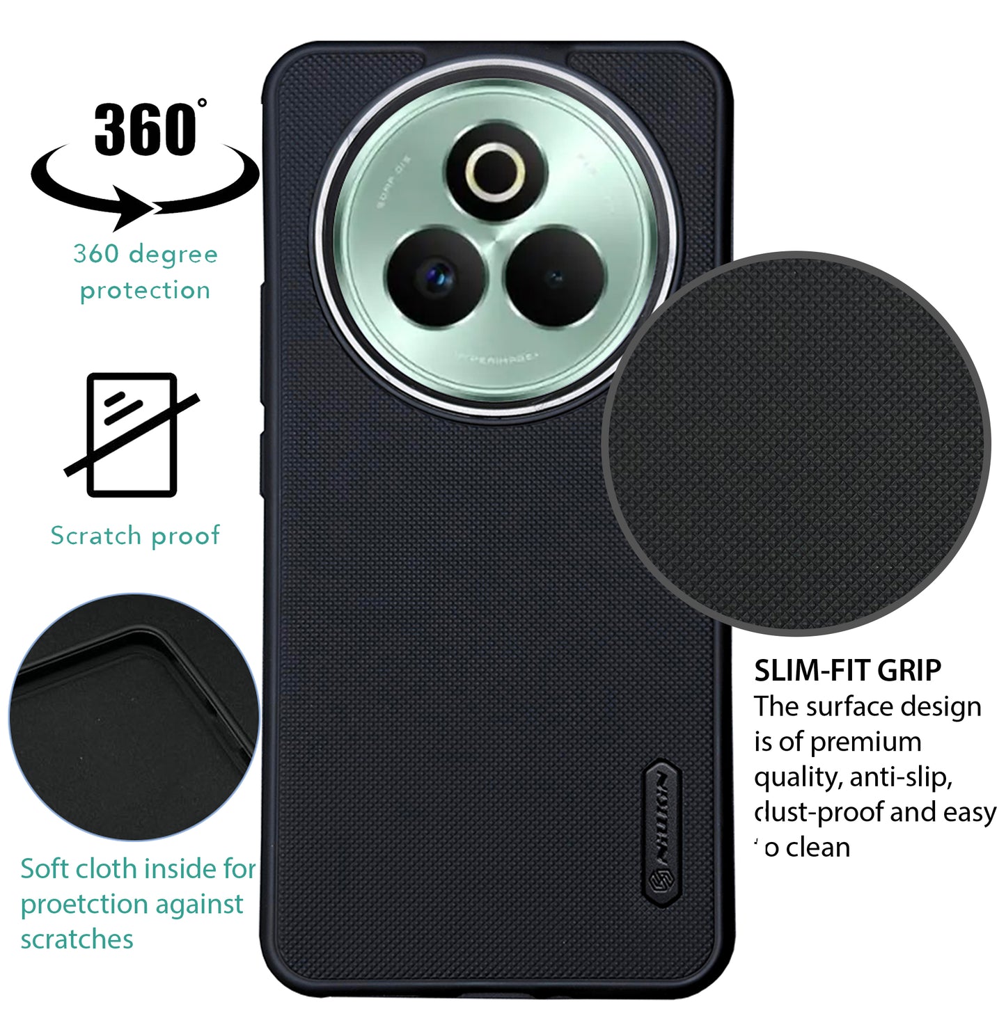 NIUKIN Super Frosted Dotted Case with Camera Ring for Realme P3 Pro