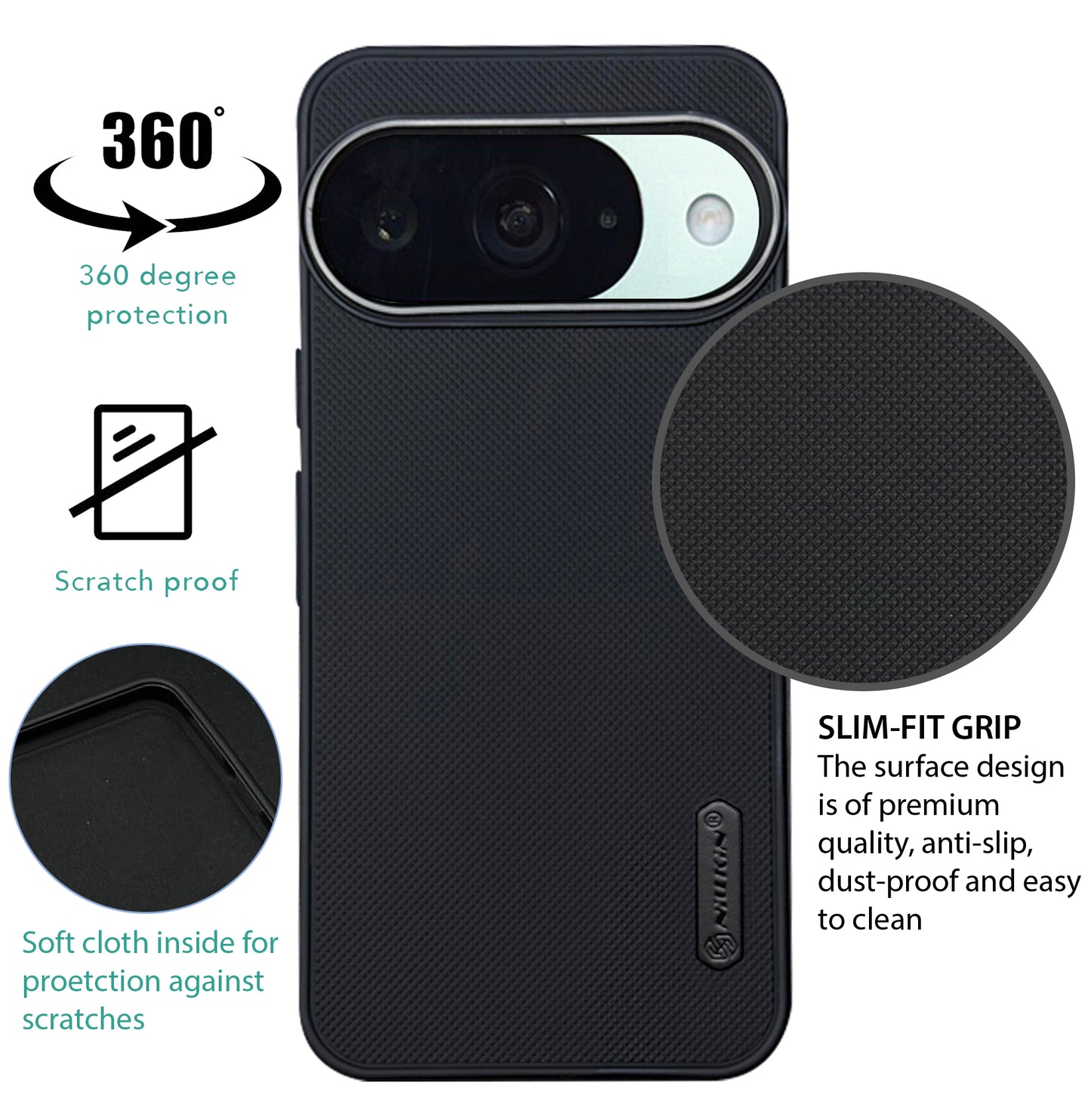 NIUKIN Super Frosted Dotted Case with Camera Ring for Google Pixel 10