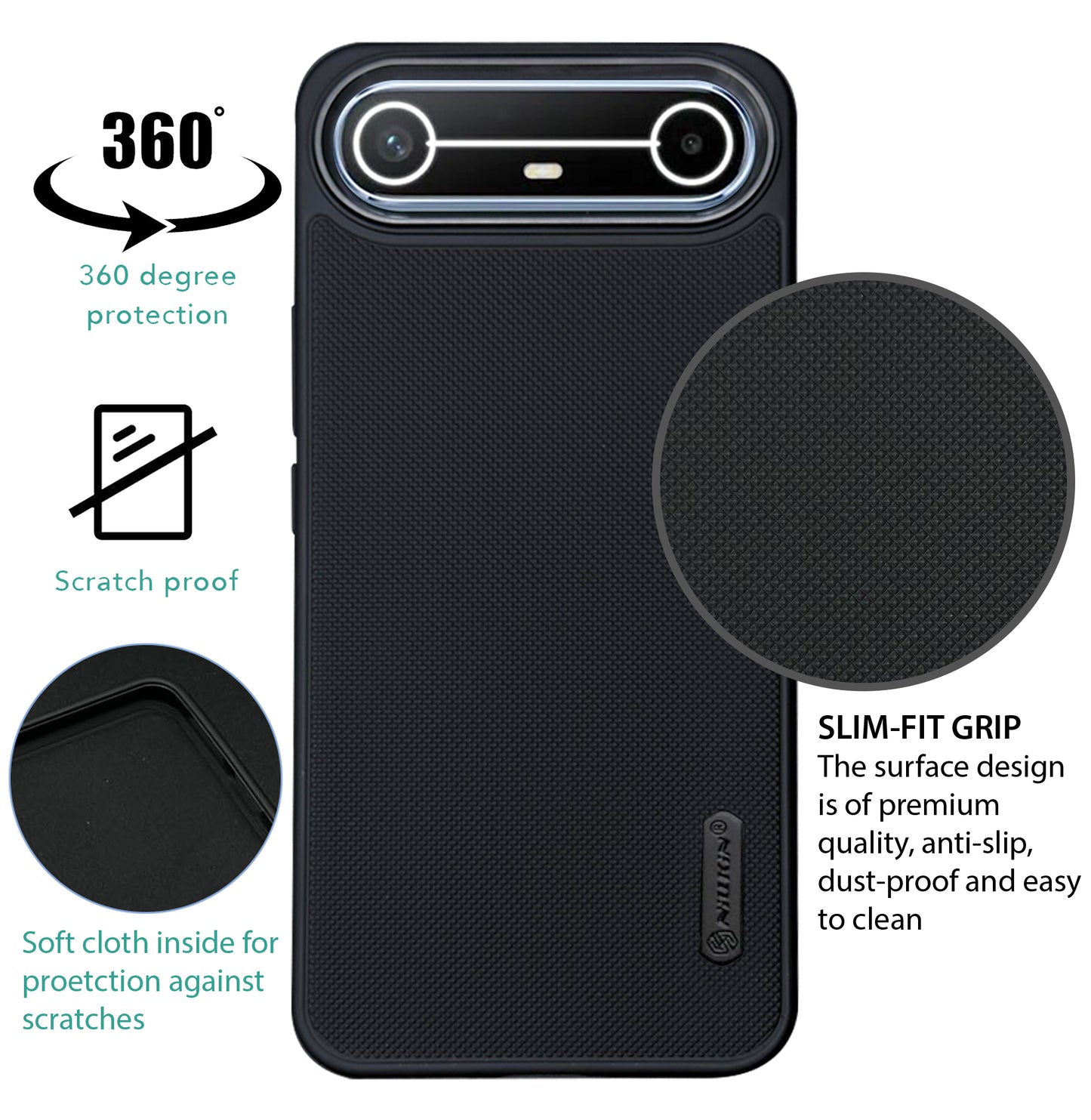 NIUKIN Super Frosted Dotted Case with Camera Ring for Tecno Pova Slim