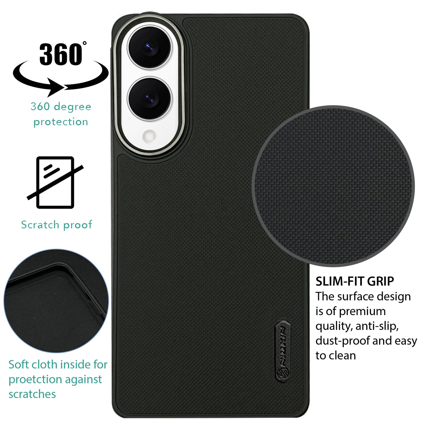 NIUKIN Super Frosted Dotted Case with Camera Ring for Samsung S25 Edge