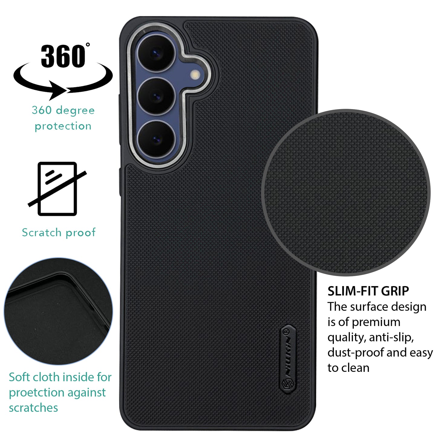 NIUKIN Super Frosted Dotted Case with Camera Ring for Samsung S25 FE