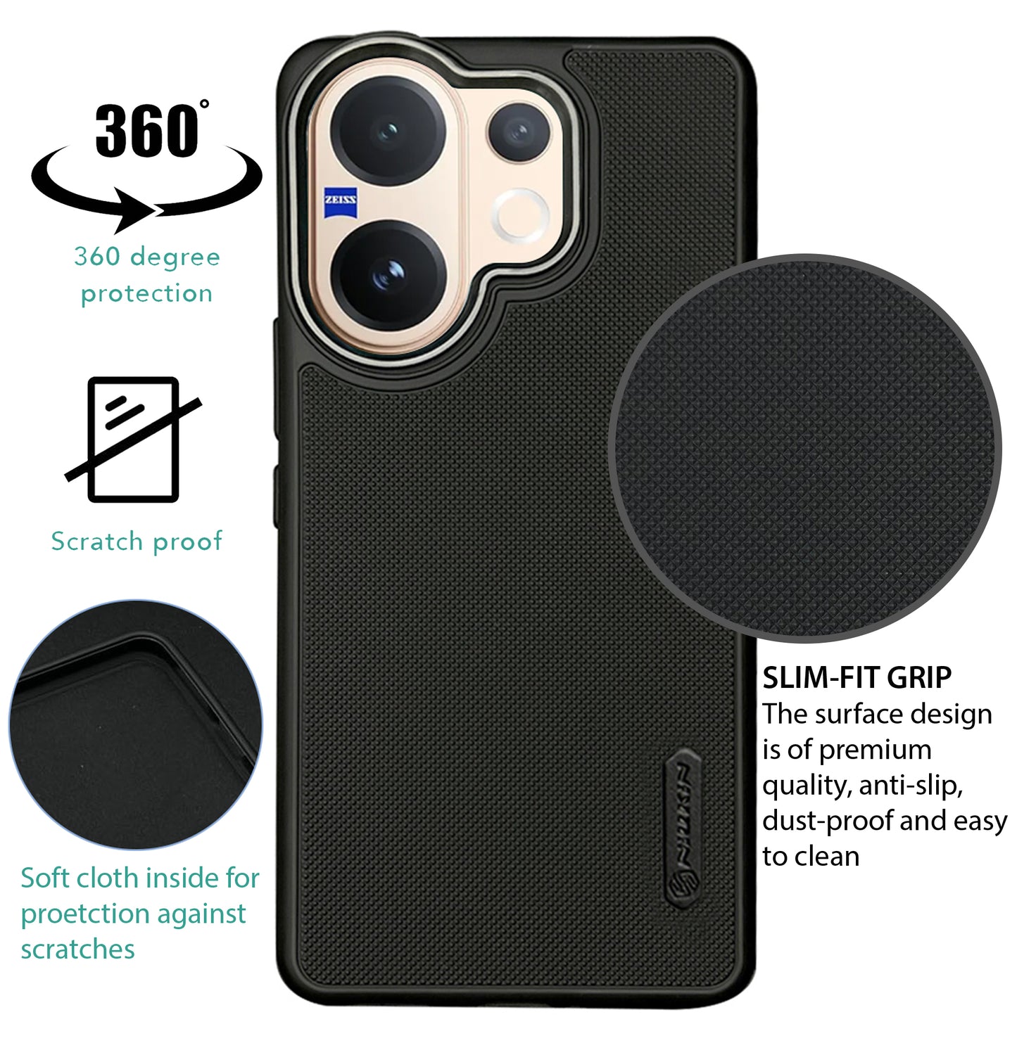 NIUKIN Super Frosted Dotted Case with Camera Ring for Vivo V60