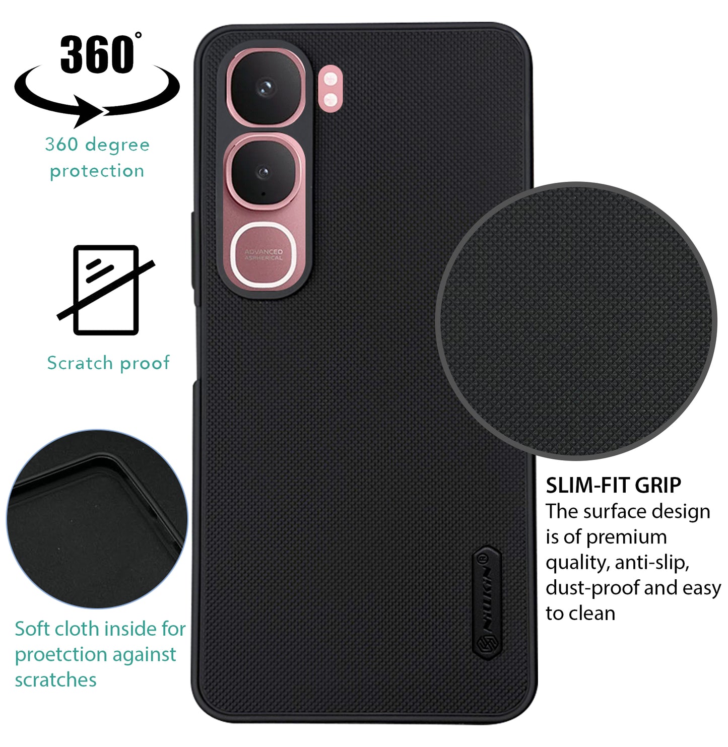 NIUKIN Super Frosted Dotted Case for Vivo Y31 5G
